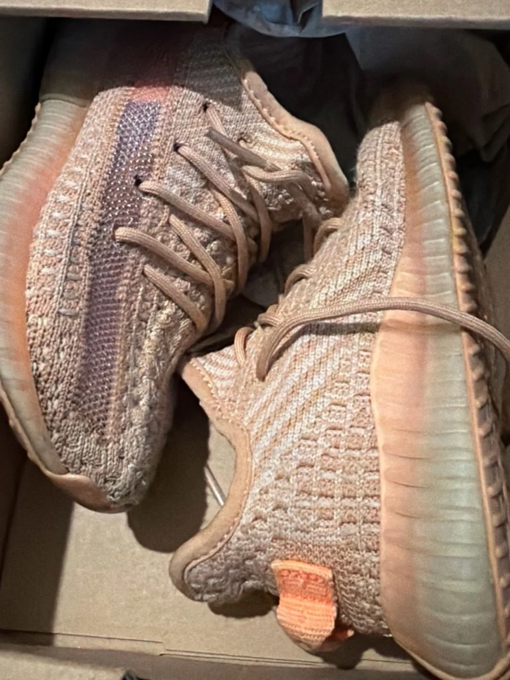 Yeezy Kids Knit Sneakers in Light Peach